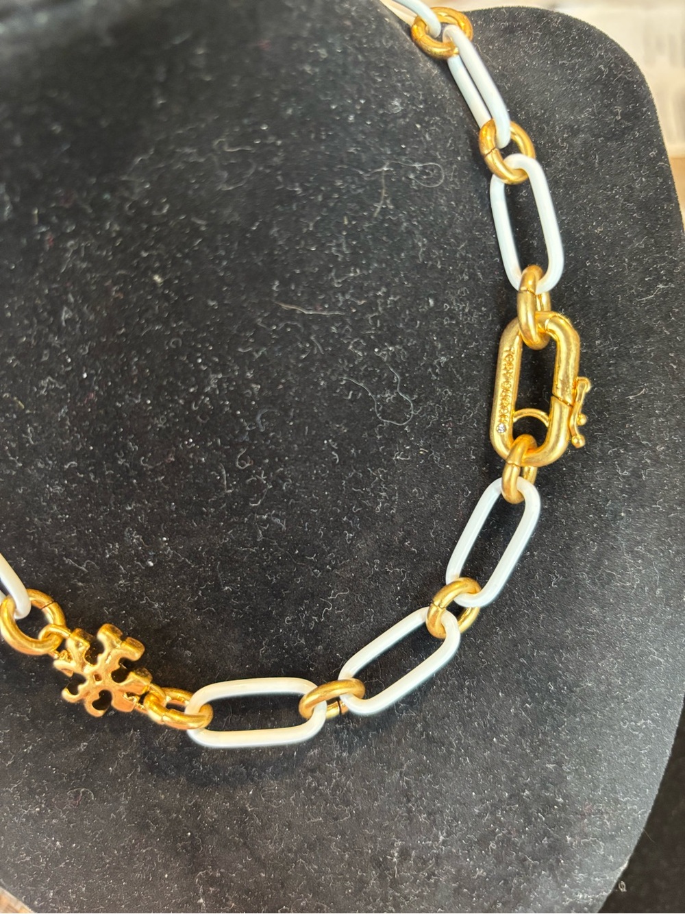 Tory Burch Gold-Tone Necklace with White Enamel Links - Picture 2 of 3